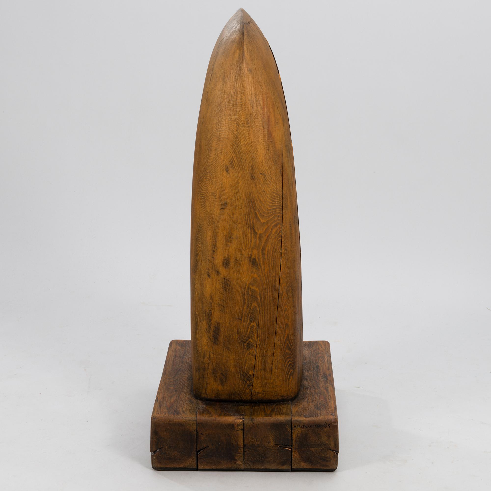 ARVO HEINONEN, sculpture, wood, signed and dated -89.