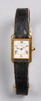 DAMARMBANDSUR, Cartier, Schweiz. Tank, silver 925/14k.