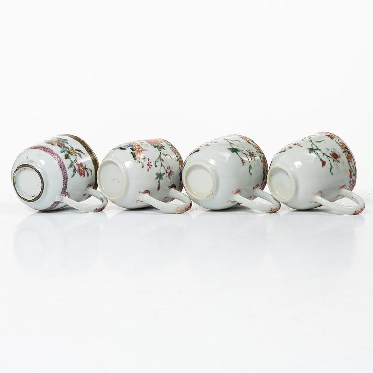 A group lot of 11 Chinese cups, Qing dynasty, Qianlong (1736-95).
