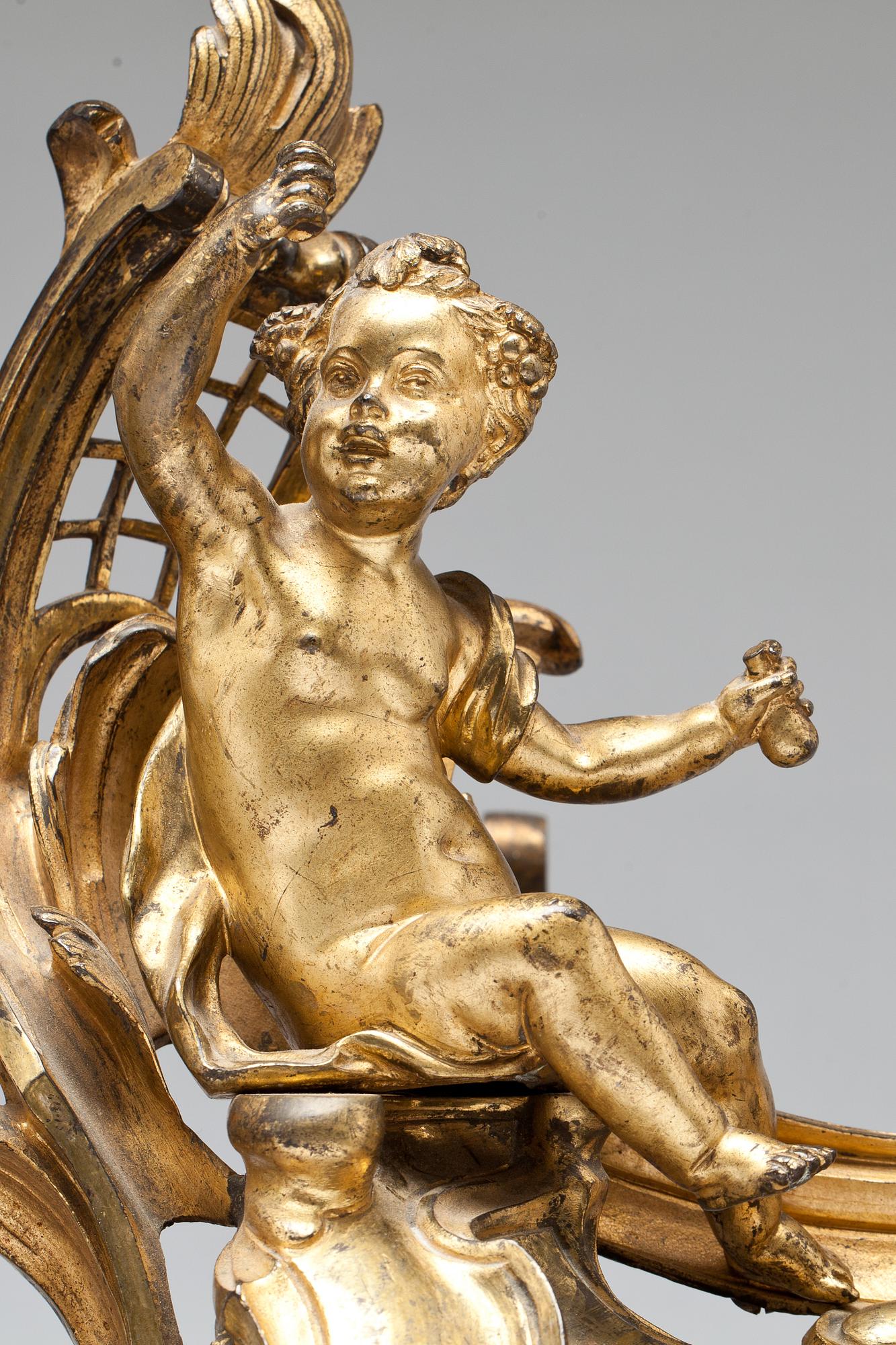 ELDHUNDAR, ett par, Louis XV-stil. 1800-tal.