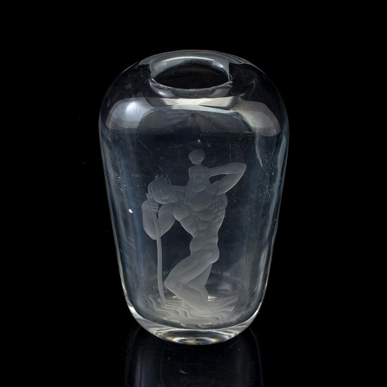VICKE LINDSTRAND, vas, glas, Orrefors, 1940-tal.