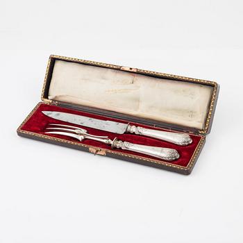 A French Silver Carving Set, mark of Louis Ravinet & Charles Denfert, Paris (1891-1912).