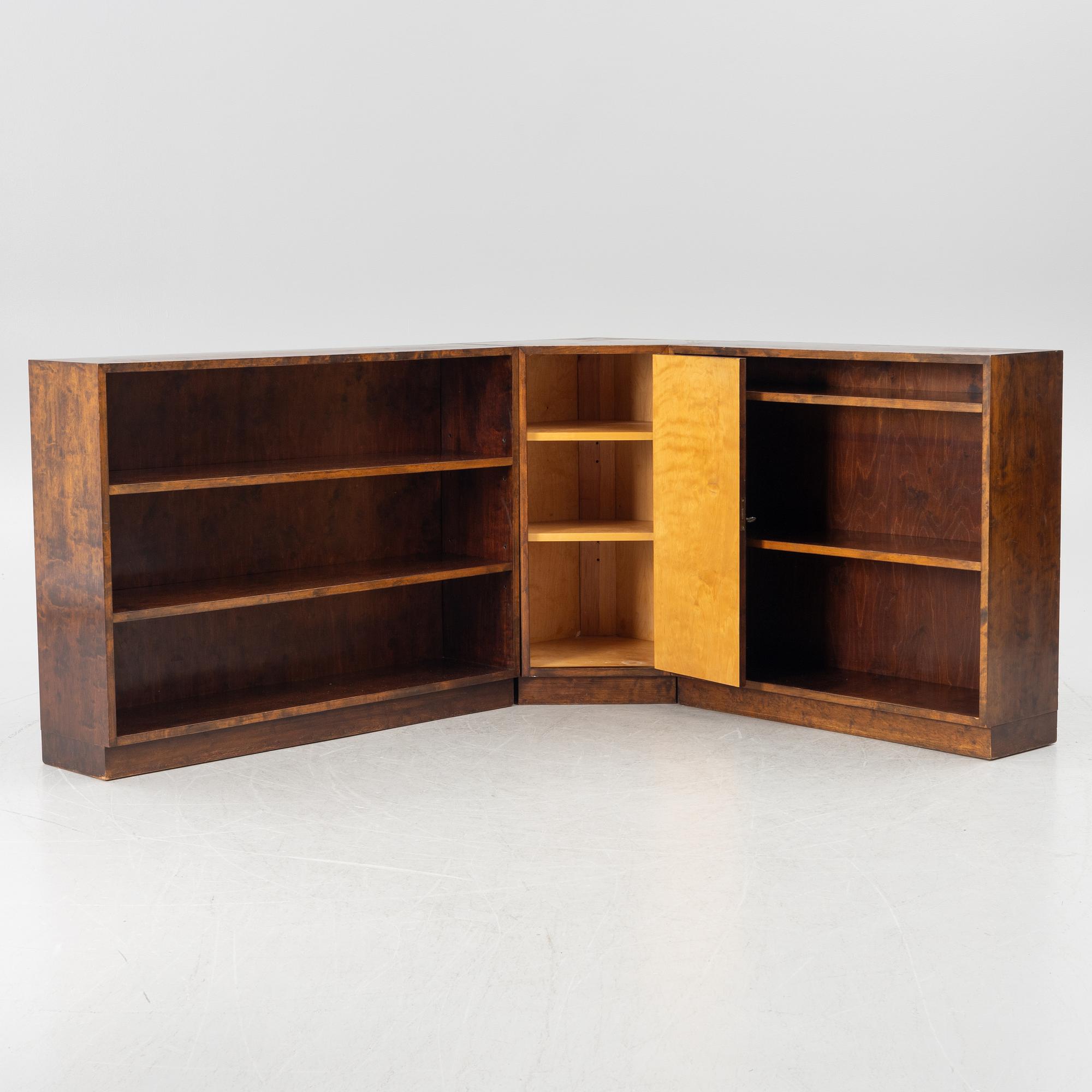 A Three part bookcase with cabinet, functionalism, 1930s.