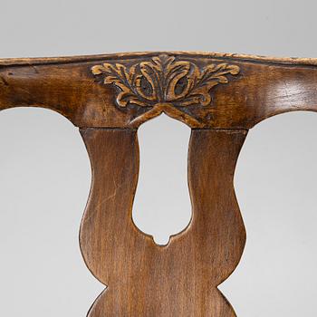 A pair of Swedish late Baroque chairs, Stockholm, mid 18th century,