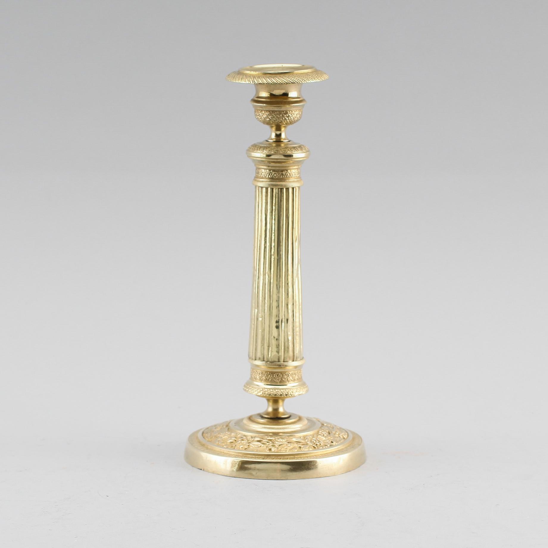 LJUSSTAKE, förgylld mässing, empire, 1800-talets första hälft.