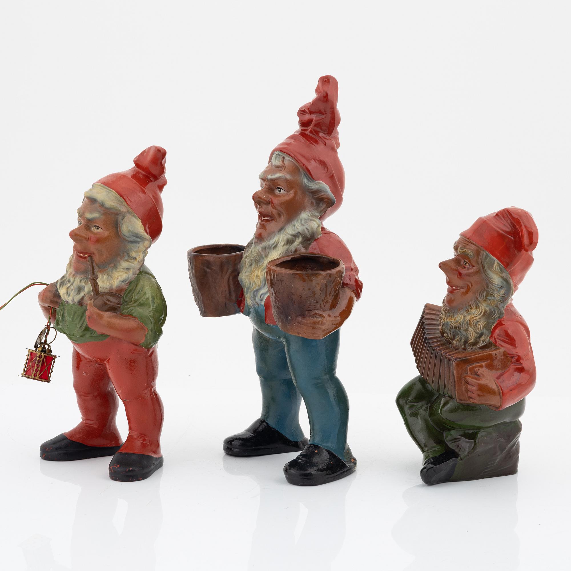 Three ceramic garden gnomes, Germany, second half of the 20th century.
