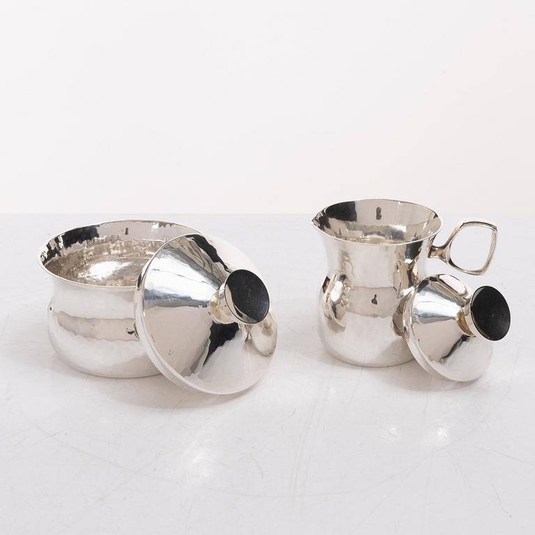 Markströms Guldsmeds Ab, A Swedish silver cream jug, sugar bowl and tray, Uppsala 1970.