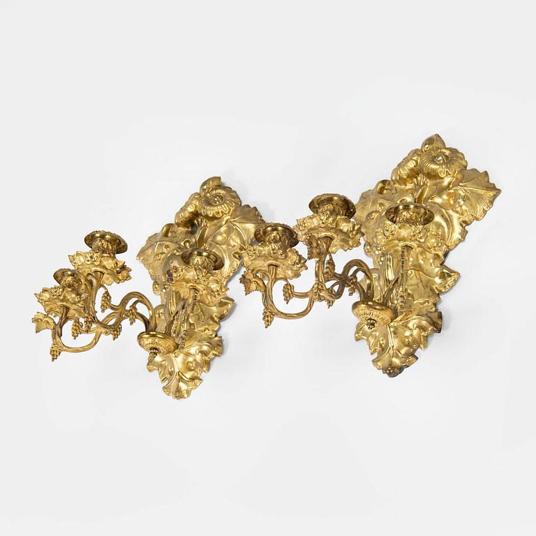 A pair of early 20th century wall scones.