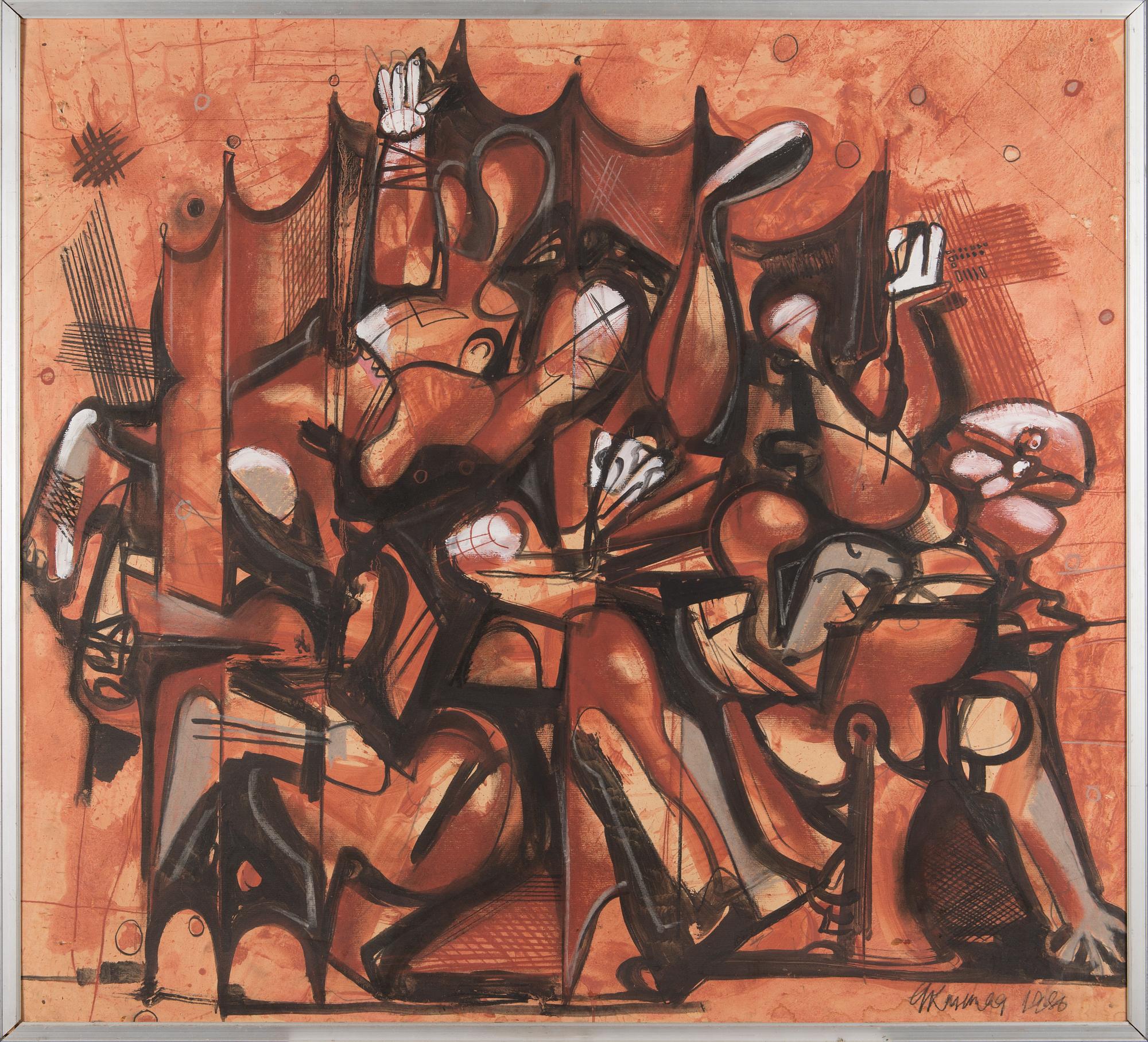 ANDRUS KASEMAA,  mixed media on paper, signed.