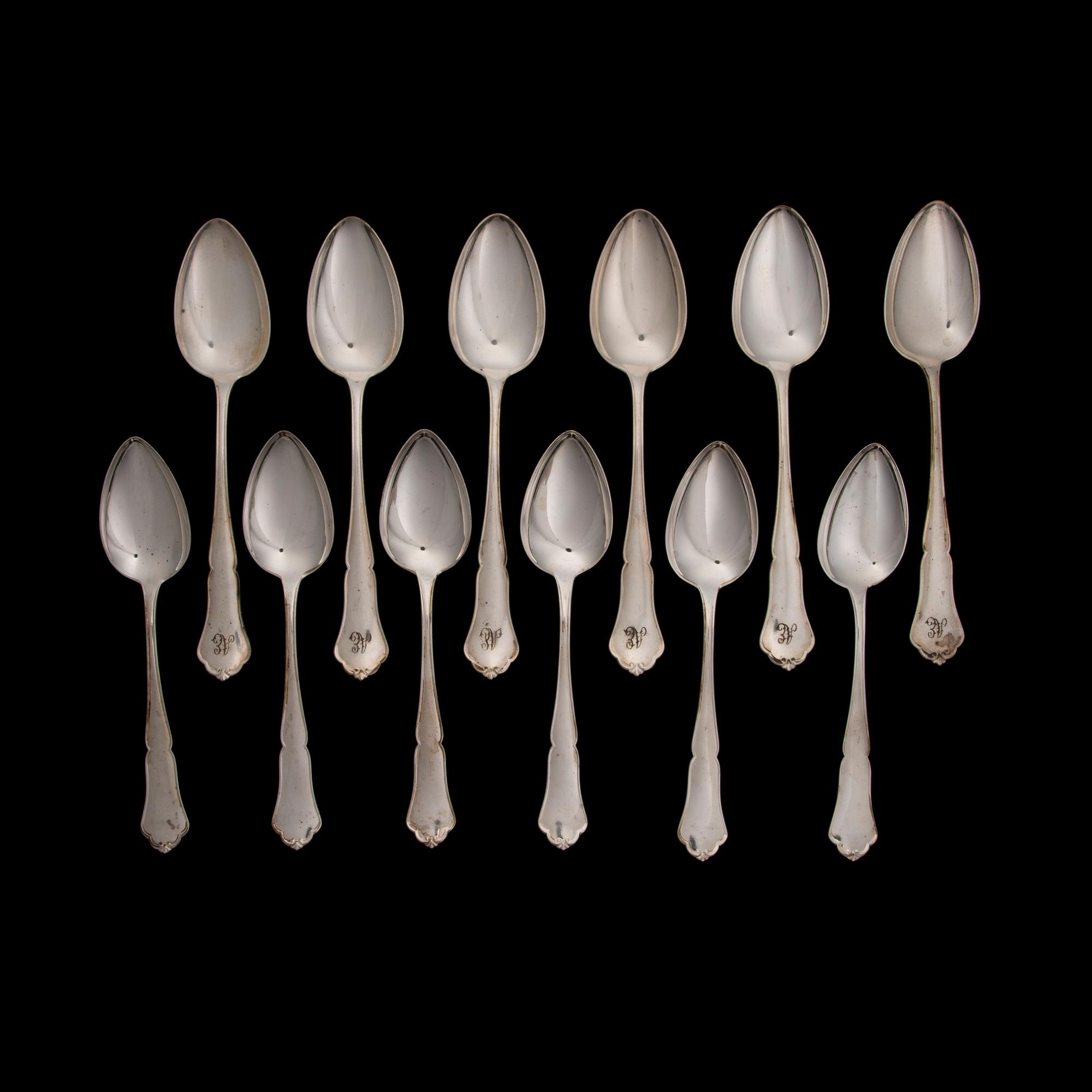 BESTICKUPPSÄTTNING, 23 delar, "Chippendale", silver, Kultakeskus 1950-2004. Silvervikt ca 889 g.