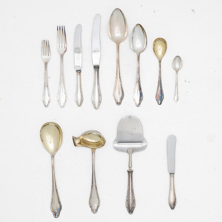 Besticksuppsättning, silver, ca 82 delar, "Märtha", MGAB, Uppsala, 1949-1952.