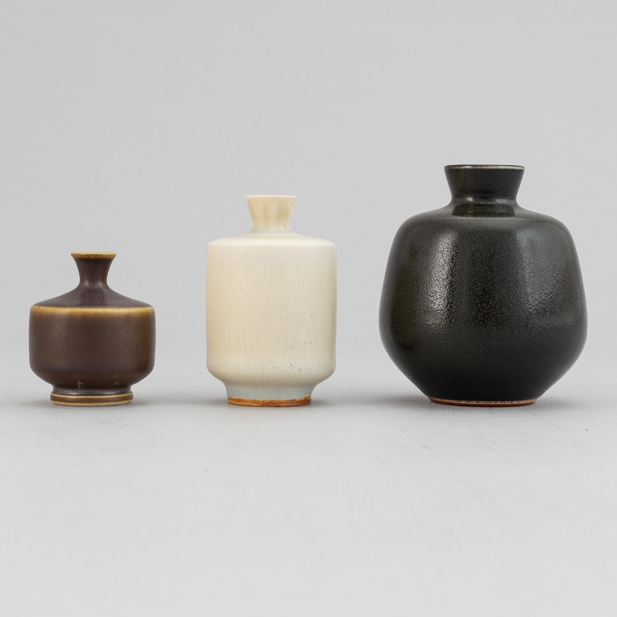 Berndt Friberg, a set of three stoneware vases, Gustavsberg studio, Sweden 1960's.