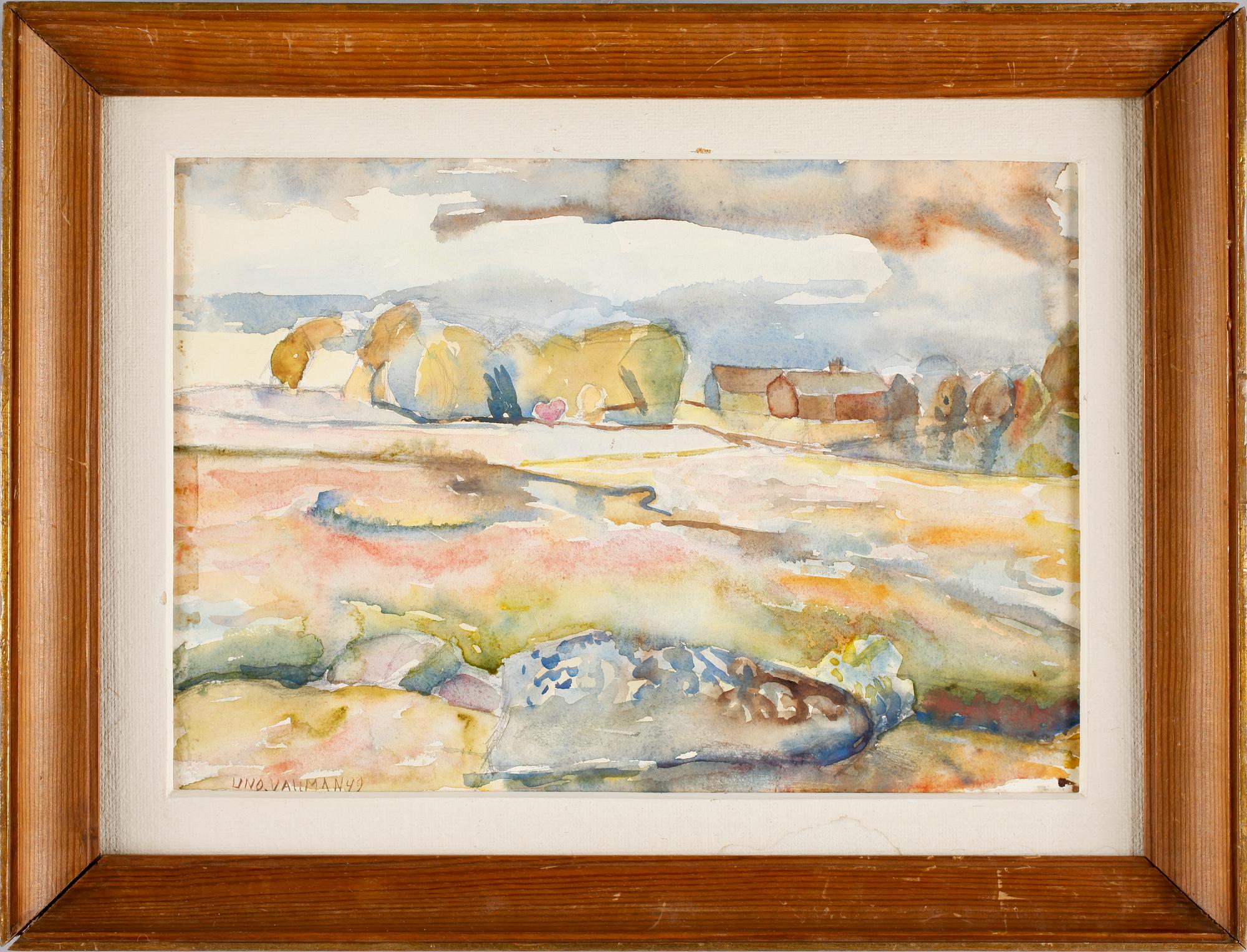 UNO VALLMAN, akvarell på papper. Sign och dat -49.