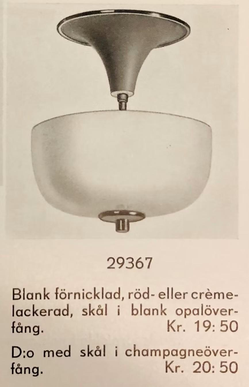 Erik Tidstrand, a model 29367 ceiling light, Nordiska Kompaniet, 1930s/40s.