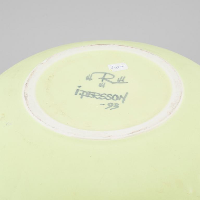 INGER PERSSON, a stoneware bowl for Rörstrand, signed I Persson and dated -93.