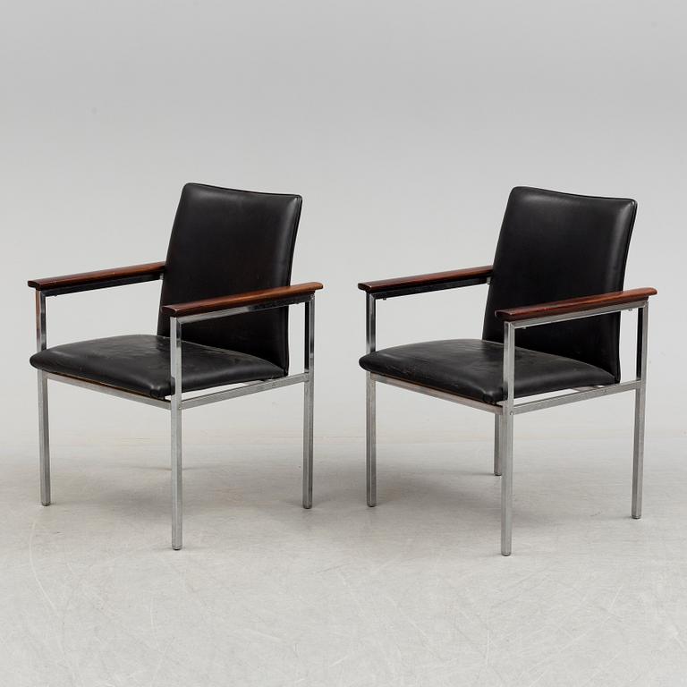 A pair of armchairs, possibly by Sigvard Bernadotte, 1960's.