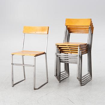 Six 'Chair 10', mid-20th century. Grythyttan's steel furniture. First half of the 20th century.