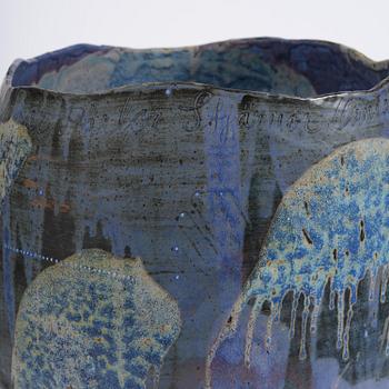 Eva Bengtsson, a stoneware floor vase, own studio, Frillesås, around the year 2000.