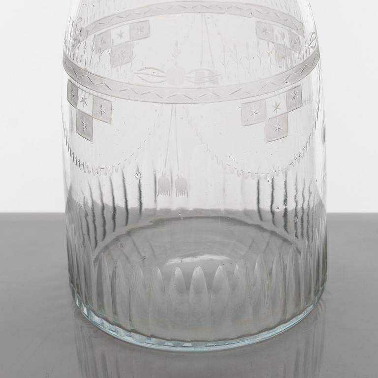 Karaffer, ett par, glas, Sverige, Empire, omkring år 1800.
