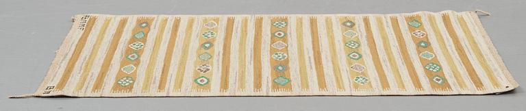 Barbro Nilsson, A carpet, "Hjortron", flat weave, ca 145,5 x 78,5-80.5 cm, signed AB MMF BN.