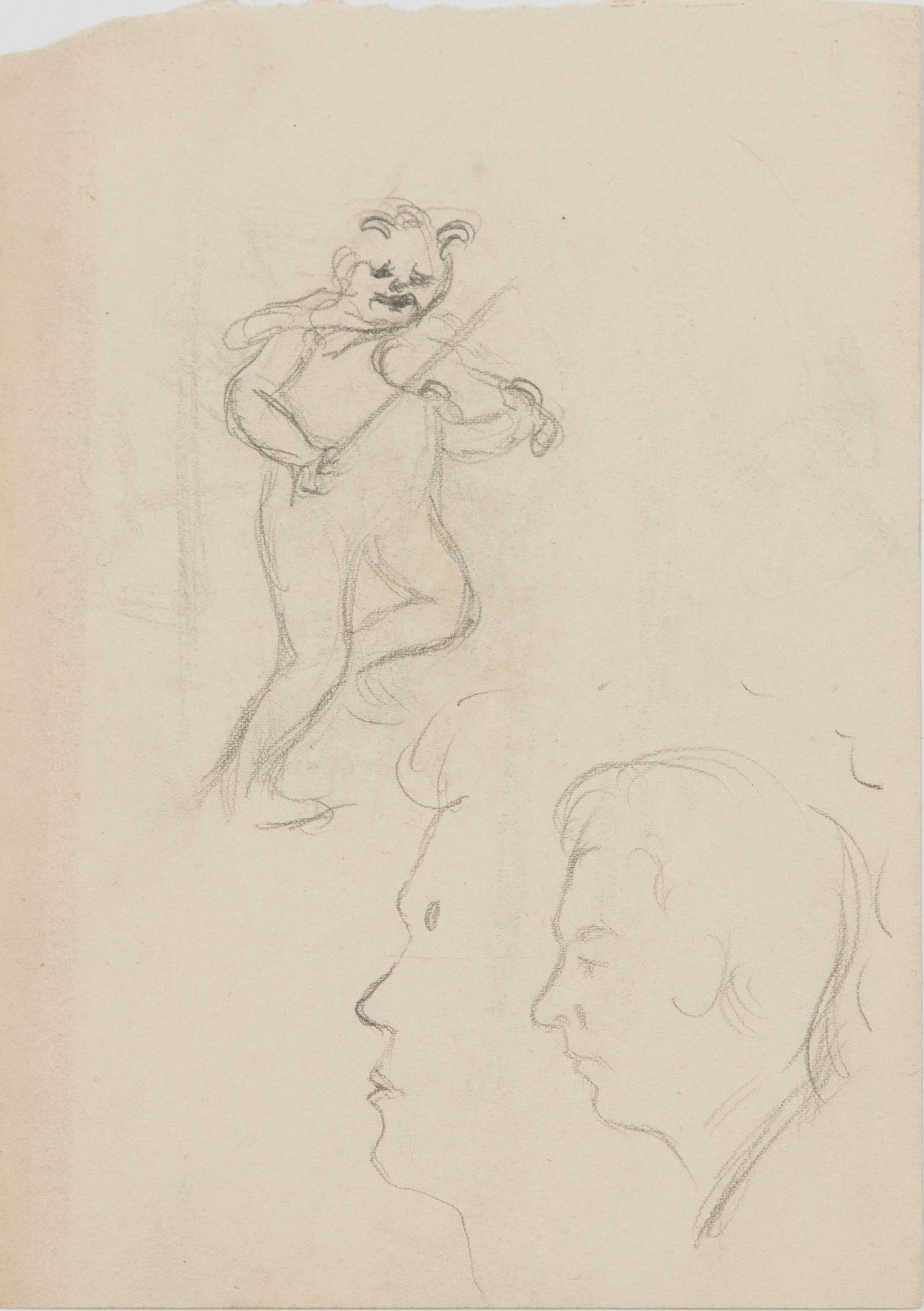 Santeri Salokivi, Teckningar, 5 st, Mansporträtt och Landskap.