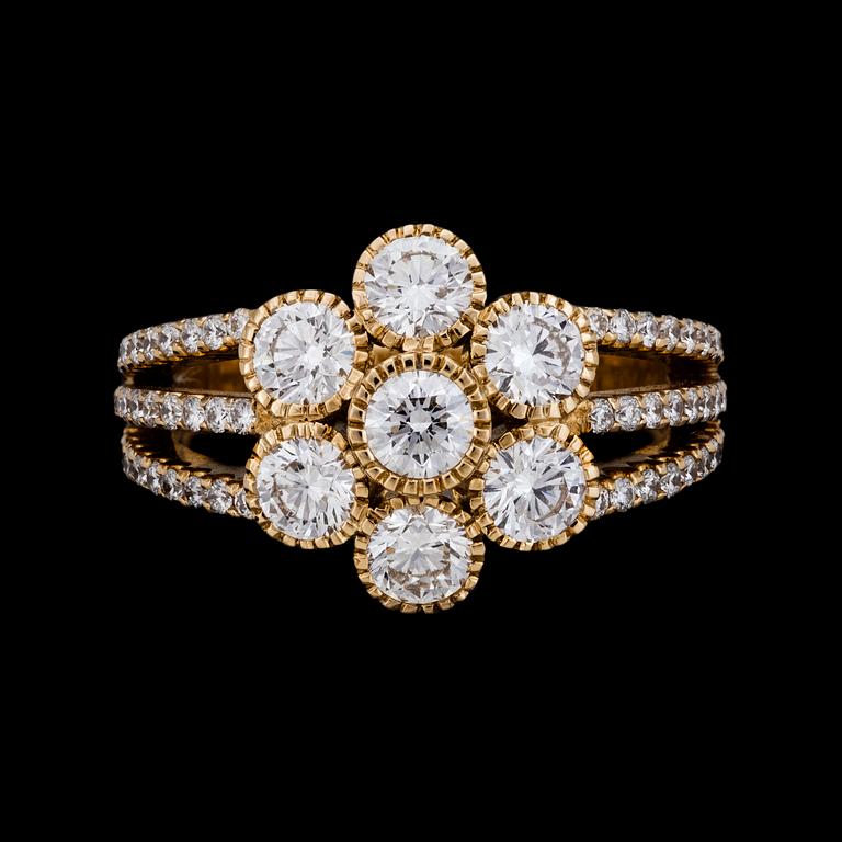 RING, briljantslipade diamanter, tot. ca 1.78 ct.