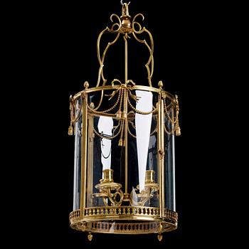 A Louis XVI four-light lantern, late 18th century.