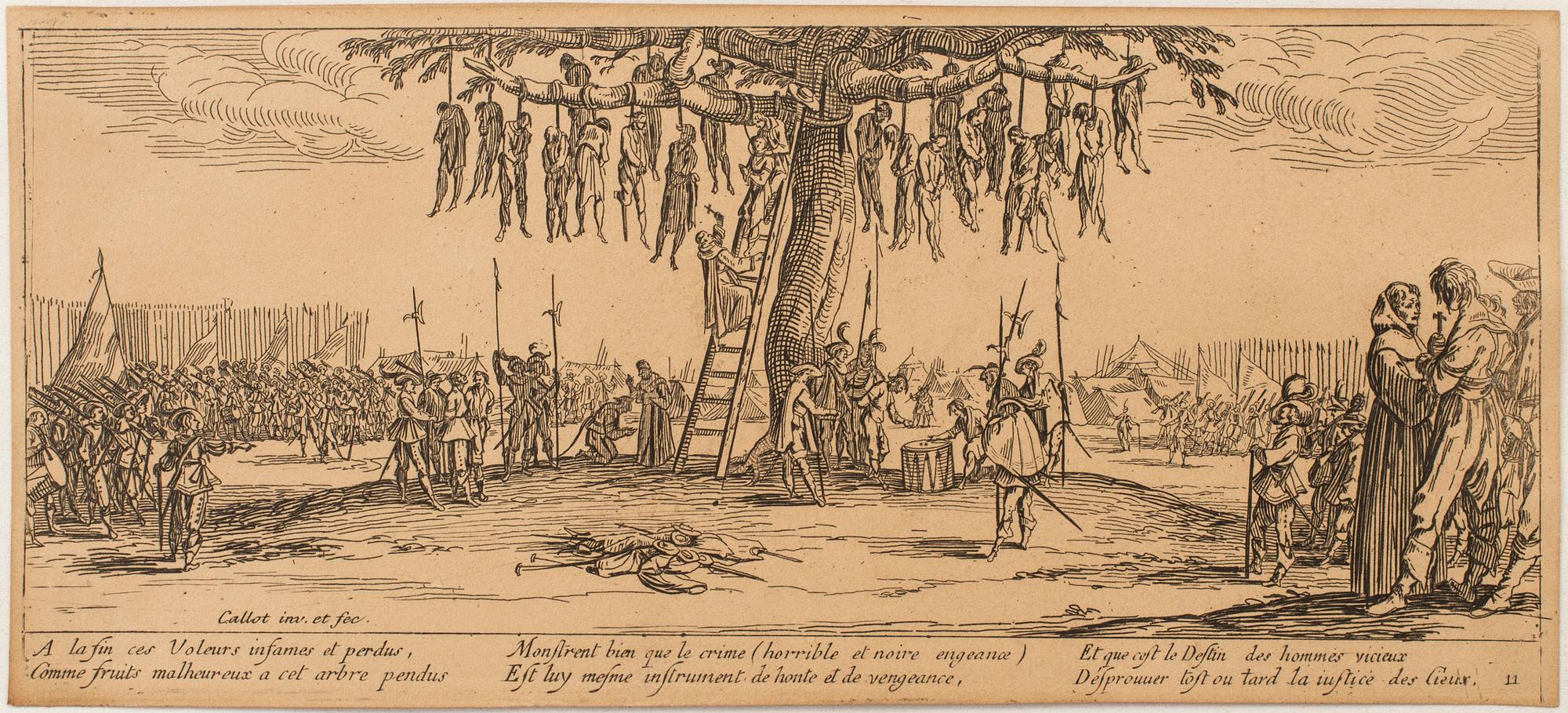 JACQUES CALLOT, Book, collection of 18 etchnings from Les miseres et les mal-hevrs de la gverre. 1633, later edition.