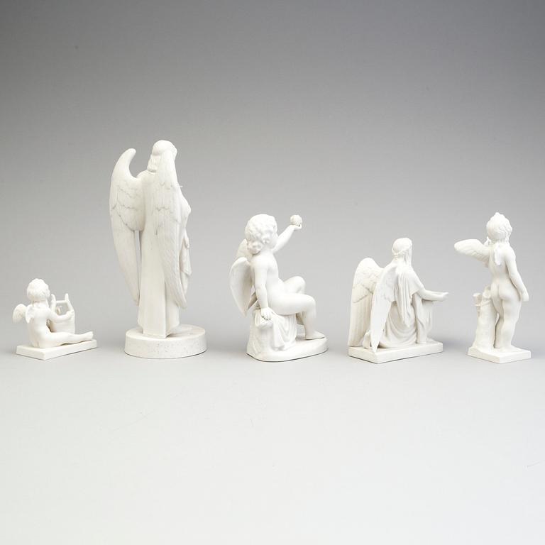 FIVE PARIAN FIGURES, Gustafsberg, early 20th century.