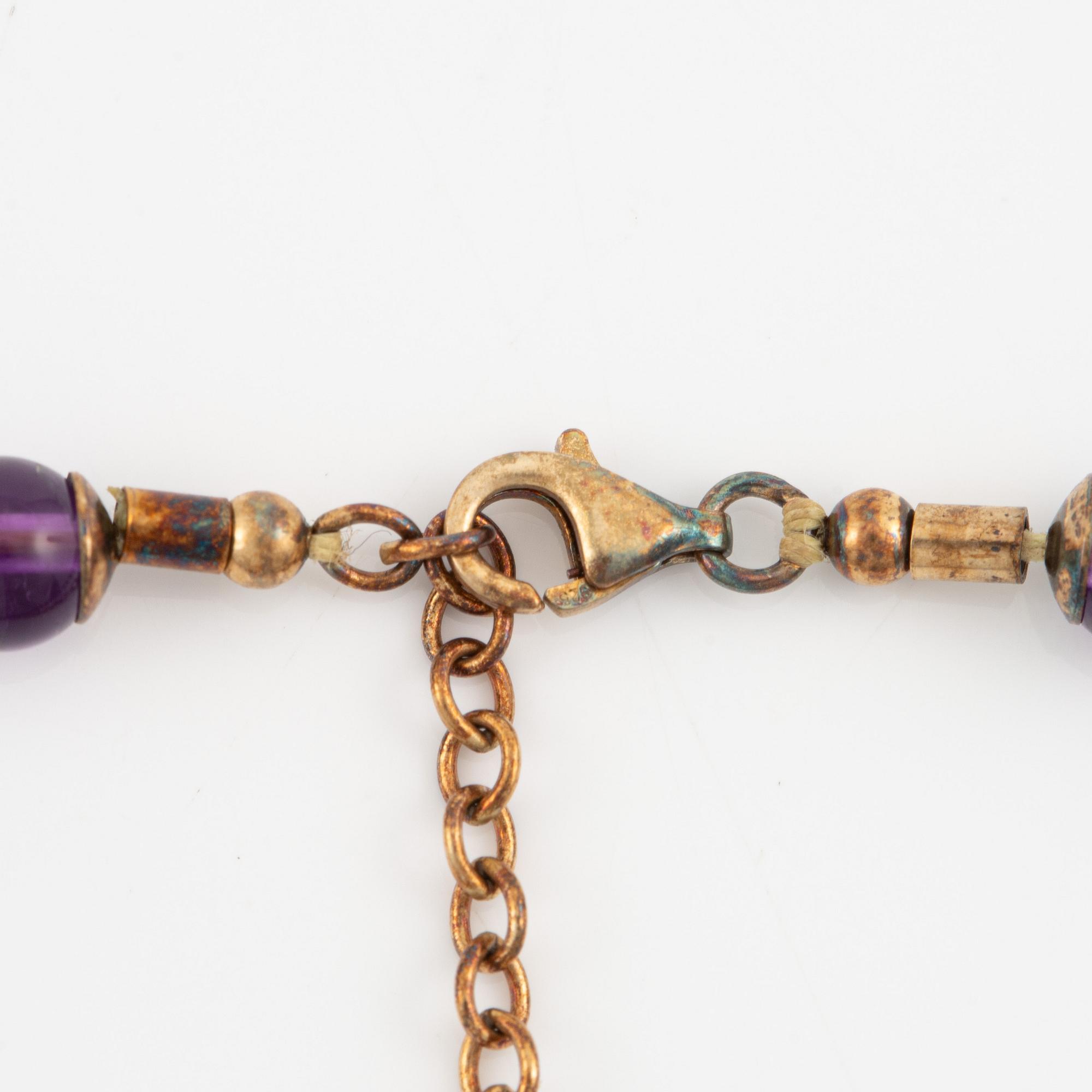 Collier och örhängen, set, Metropolitan Museum Art, förgyllt silver med ametister.