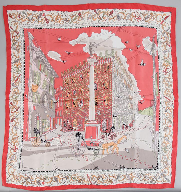 Salvatore Ferragamo, a silk scarf.