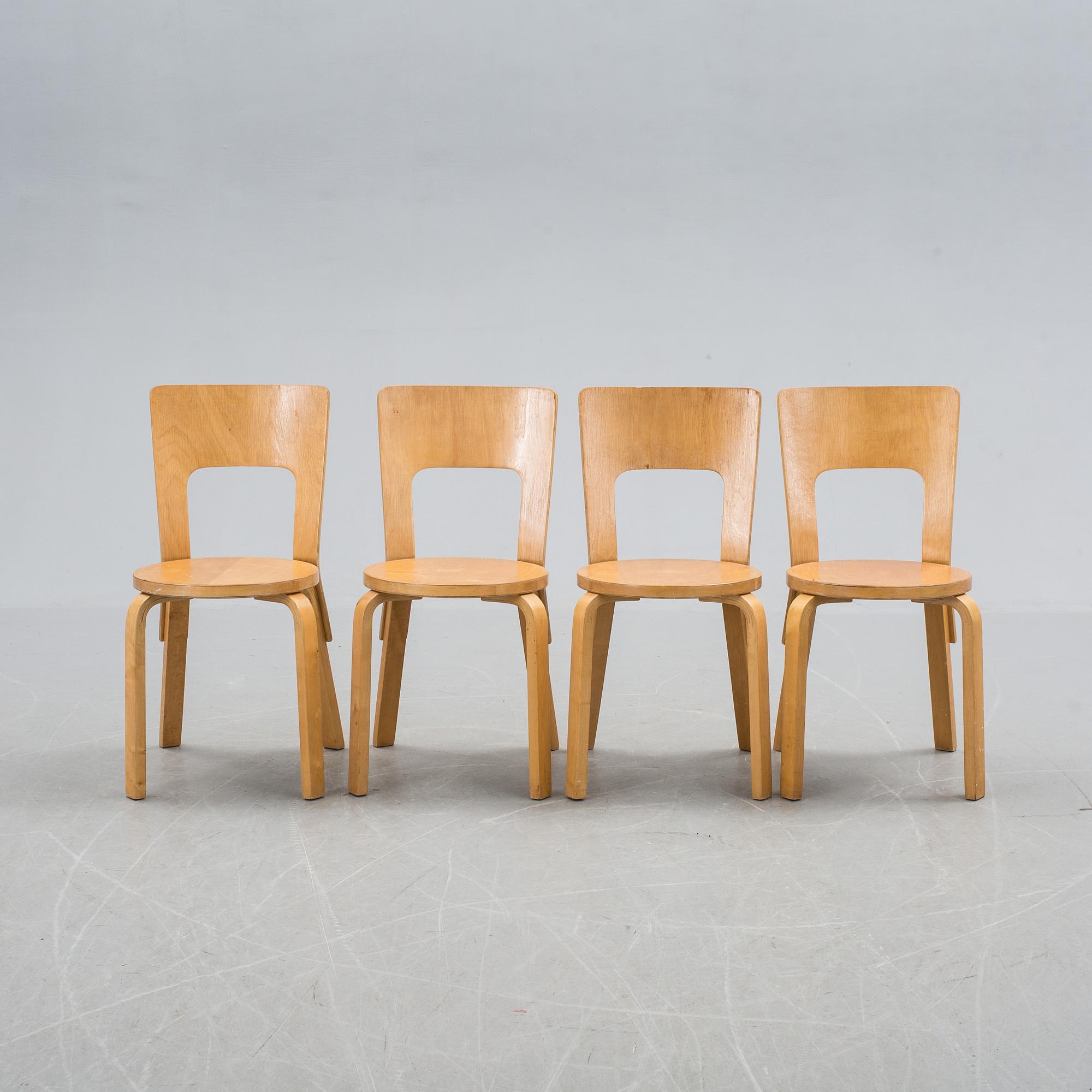 STOLAR, 4 st, modell 66, Alvar Aalto, Artek.