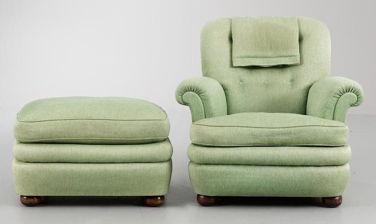 A Josef Frank easy chair with ottoman, Svenskt Tenn, model 336.