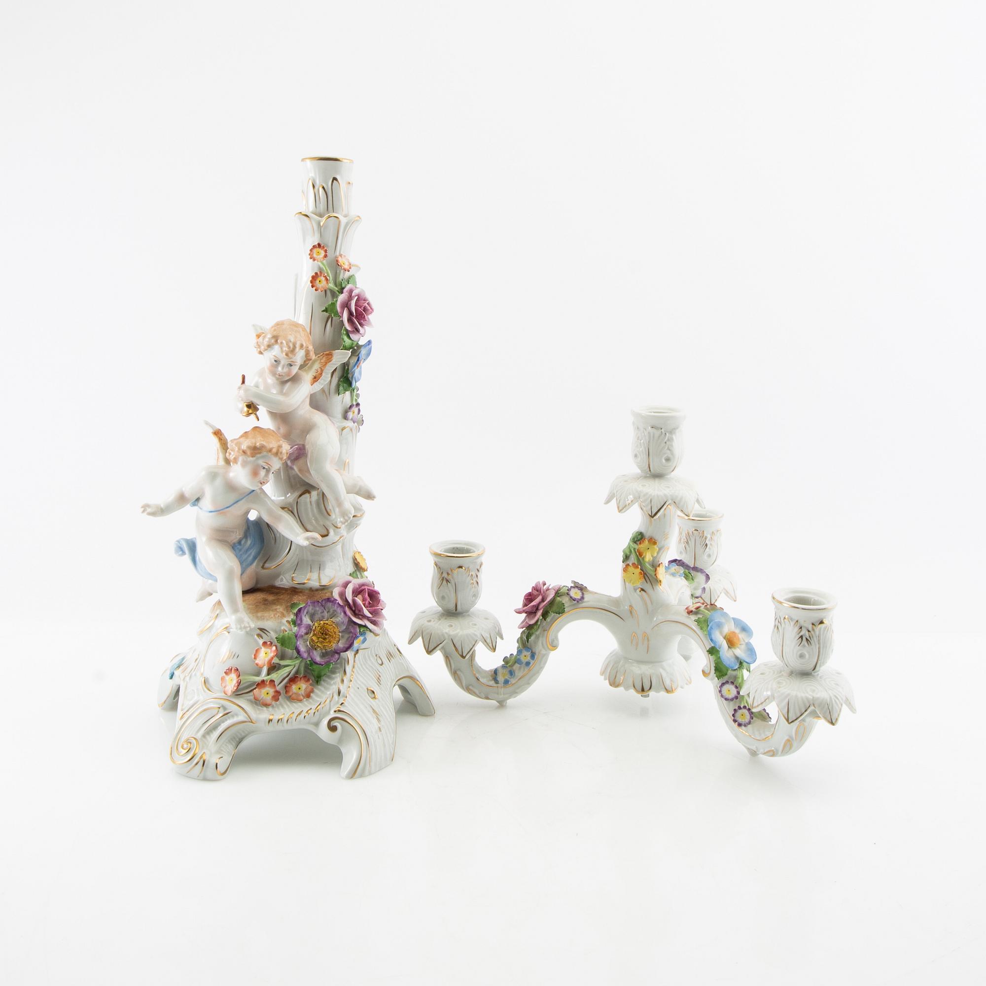 Candelabrum Schierholz Germany mid-20th century porcelain.