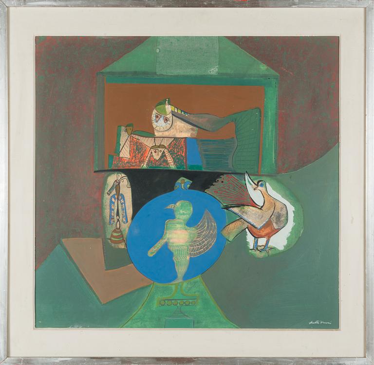 Antti Vuori, mixed media on board, signed.