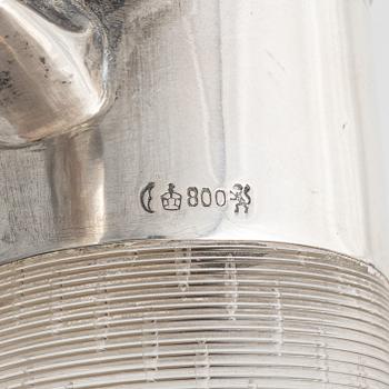 Silver and glass decanter, Gebrüder Deyhle, Schwäbisch Gmünd, Germany, around 1910.