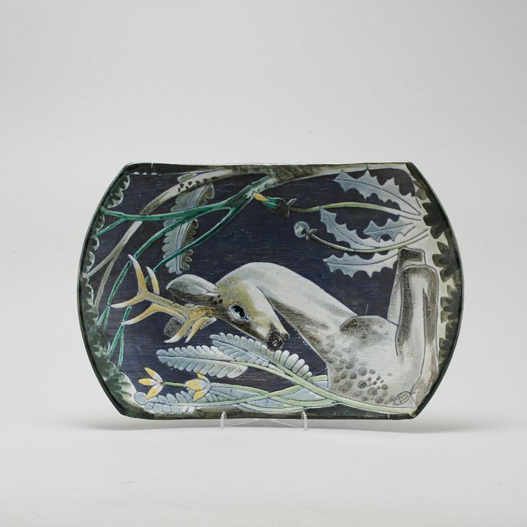 A dish and a table lamp by Marian Zawadzki for Tilgmans, second half of the 20th century.