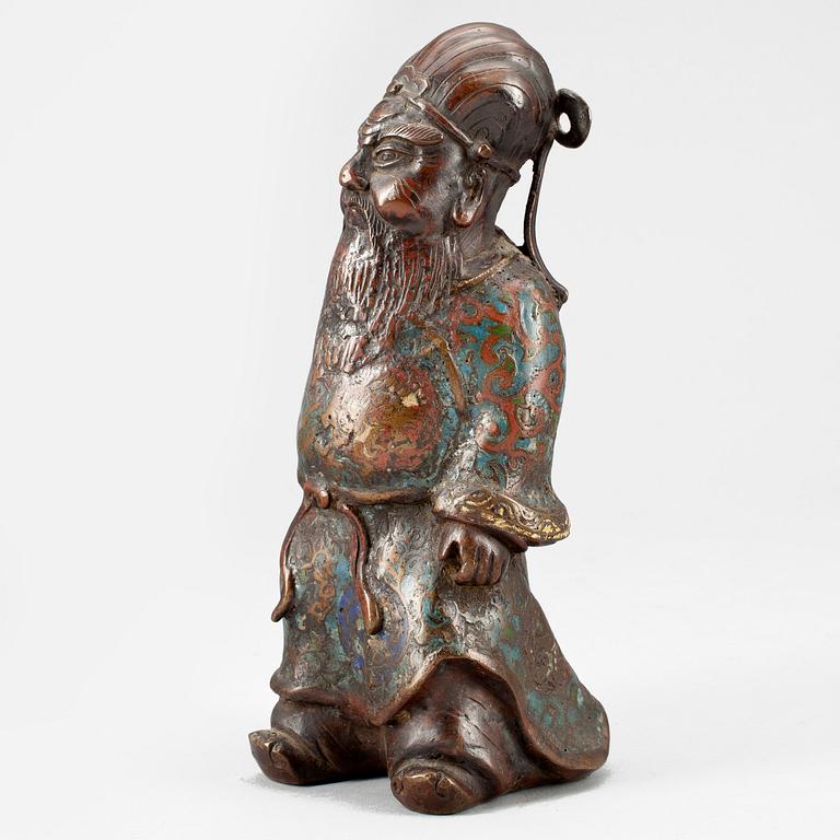 SKULPTUR, brons och cloisonne, Kina, troligen omkring 1900.