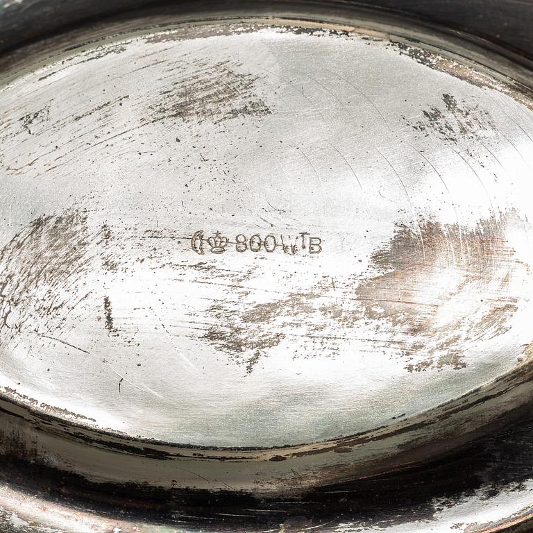 A German silver coffee service, mark of Wilhelm T Binder, Schwäbisch Gmünd, first half of the 20th century (3 pieces).