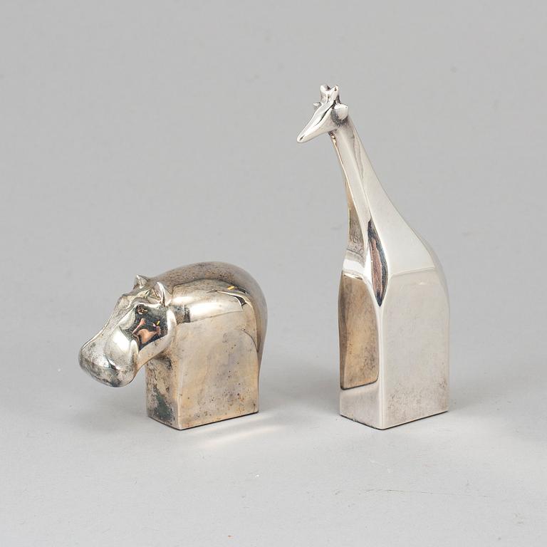 Two electro plated zinc figurines from Dansk Designs, Japan.