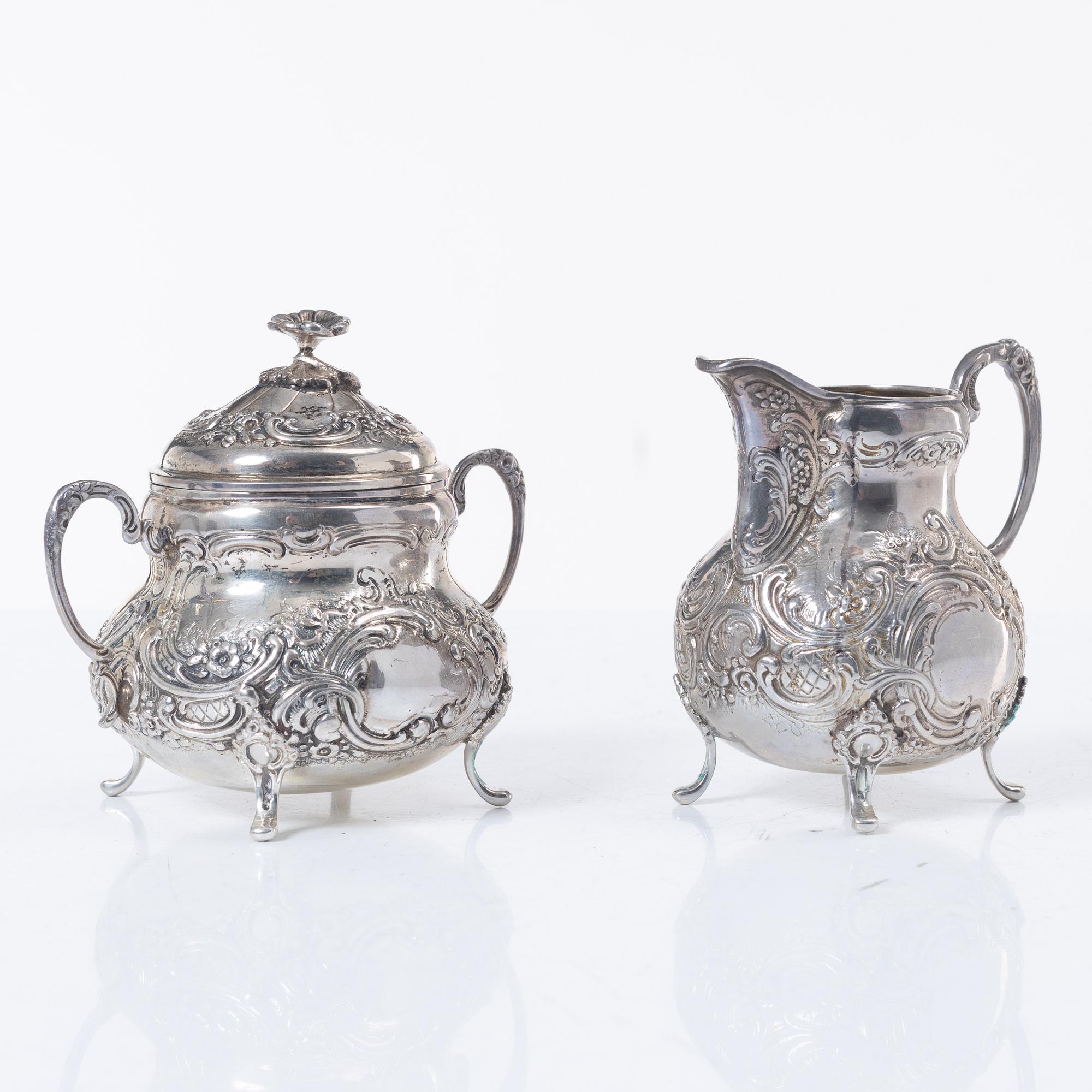 A creamer and sugar bowl, silver 830, Germany, mid-20th century.