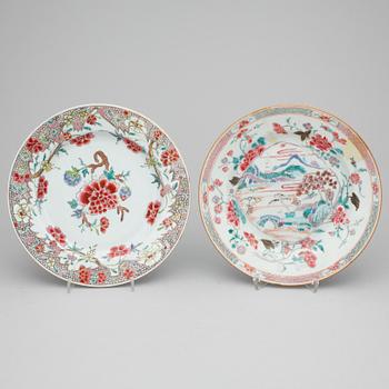 TALLRIKAR, 4 st, porslin, Qingdynastin, Qianlong (1736-95).