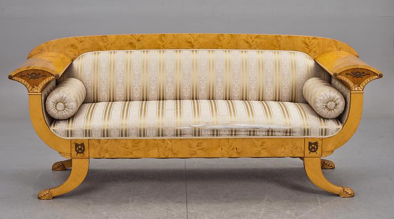SOFFA, senempirestil, K J Lövgrens Verkstad, Södra Sandby, 1960-tal,
