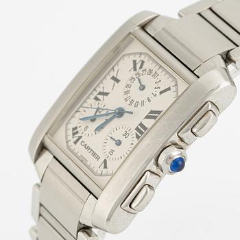 Cartier, Tank Francaise, chronograph, wristwatch, 28 x 28 (36) mm.
