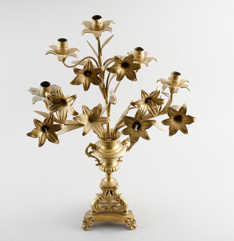 KANDELABER, mässing, Louis XIV-stil, 1800-talets andra hälft.