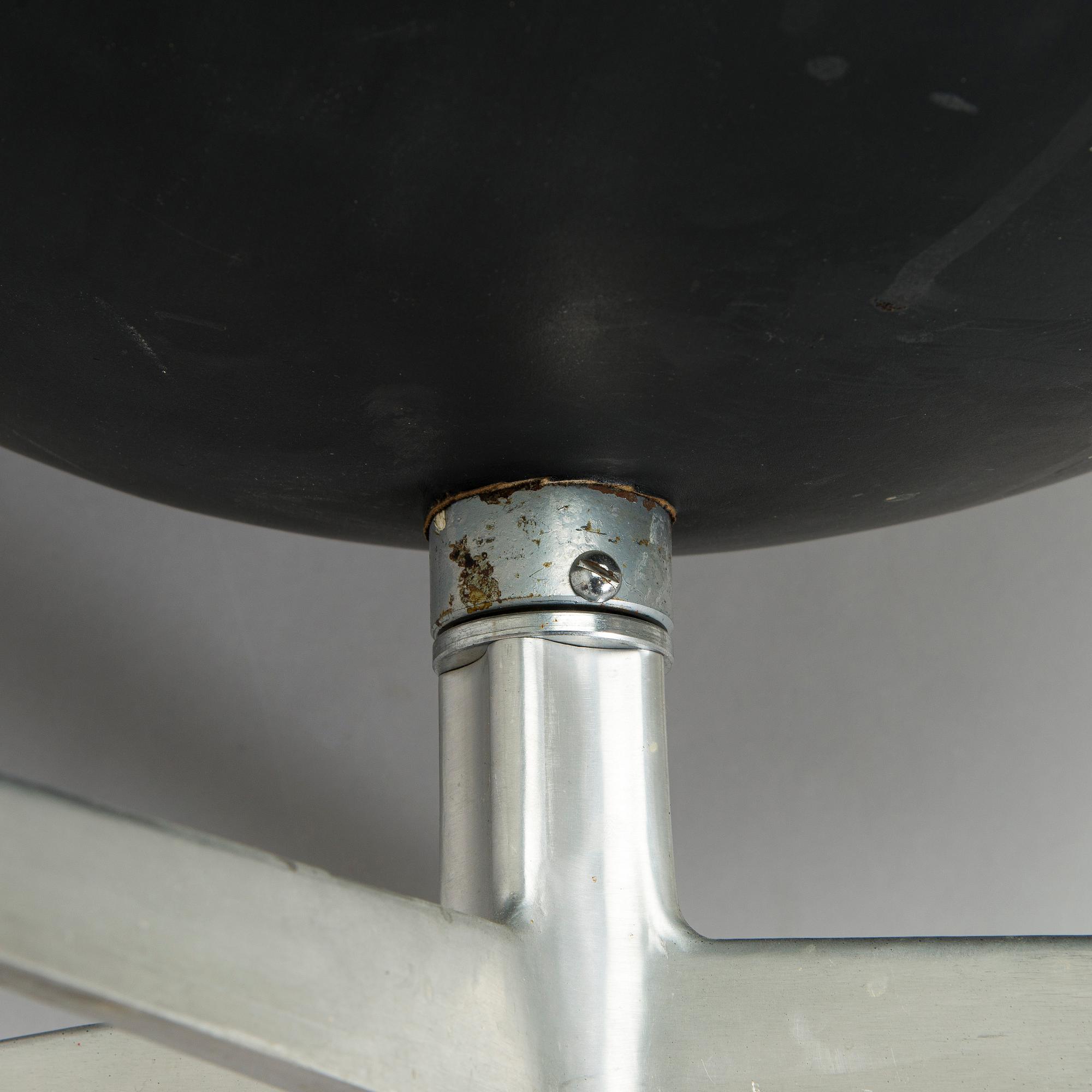 Arne Jacobsen, a black leather "Egg" armchair, Fritz Hansen, Denmark 1960/70s.