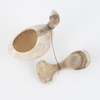 Lars Pirak, a reindeed horn salt cellar, signed.