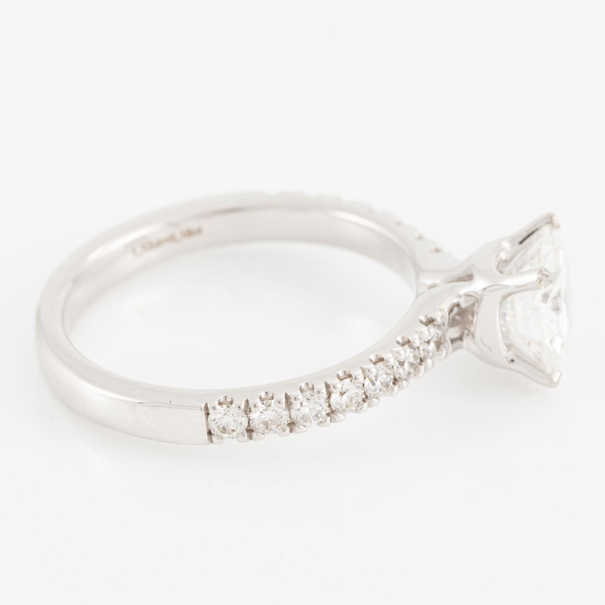 Ring, 18K white gold with brilliant-cut diamond 1.32 ct,.