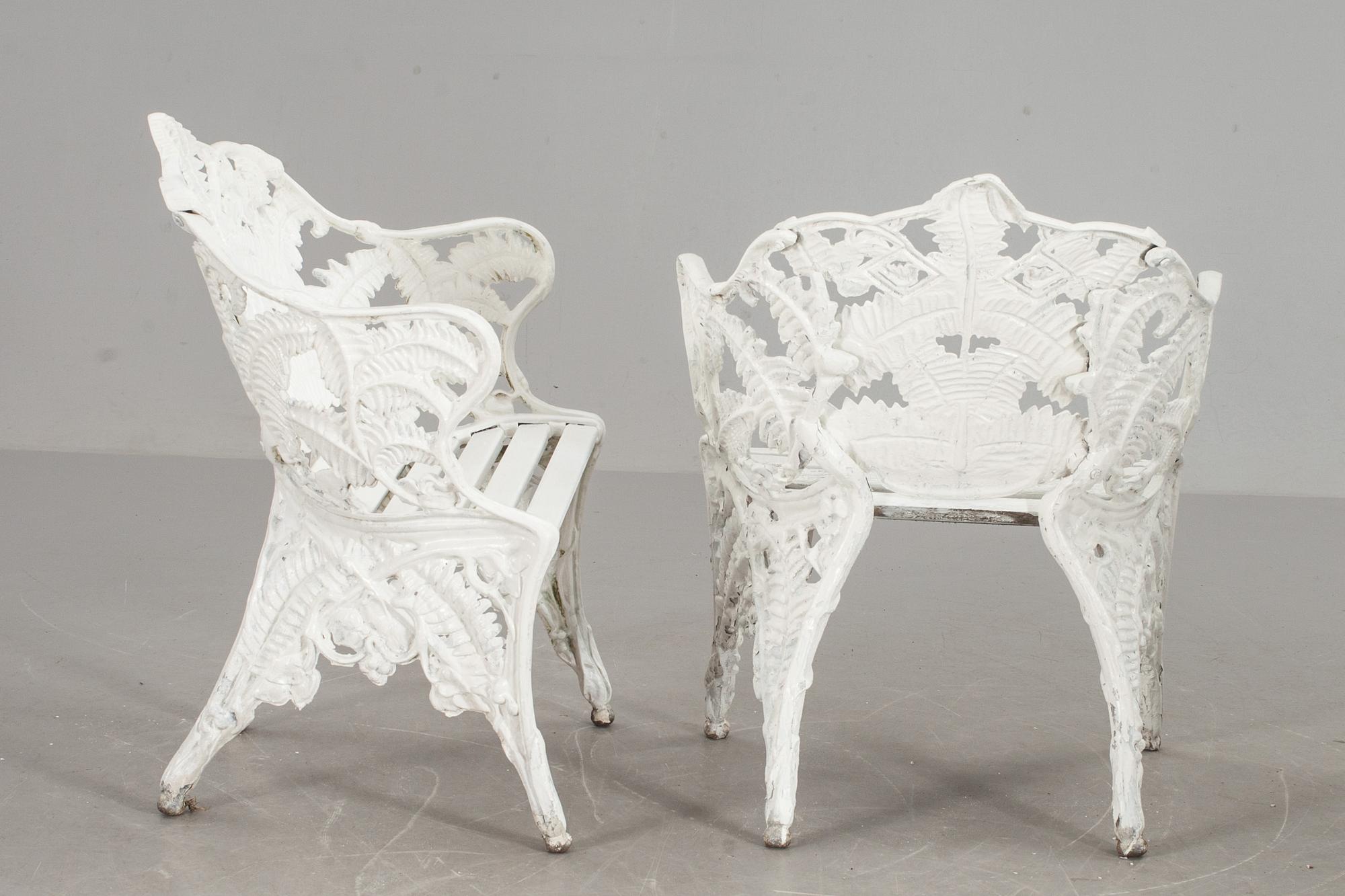 TRÄDGÅRDSFÅTÖLJER, ett par, Byarum Bruk, aluminium. 1900-tal.