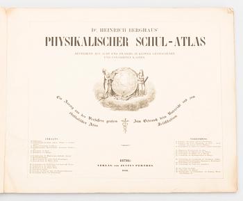 "Physikalischer schul-atlas by Dr Heinrich Berghaus. Utgiven verlag Justus Perthes 1850.